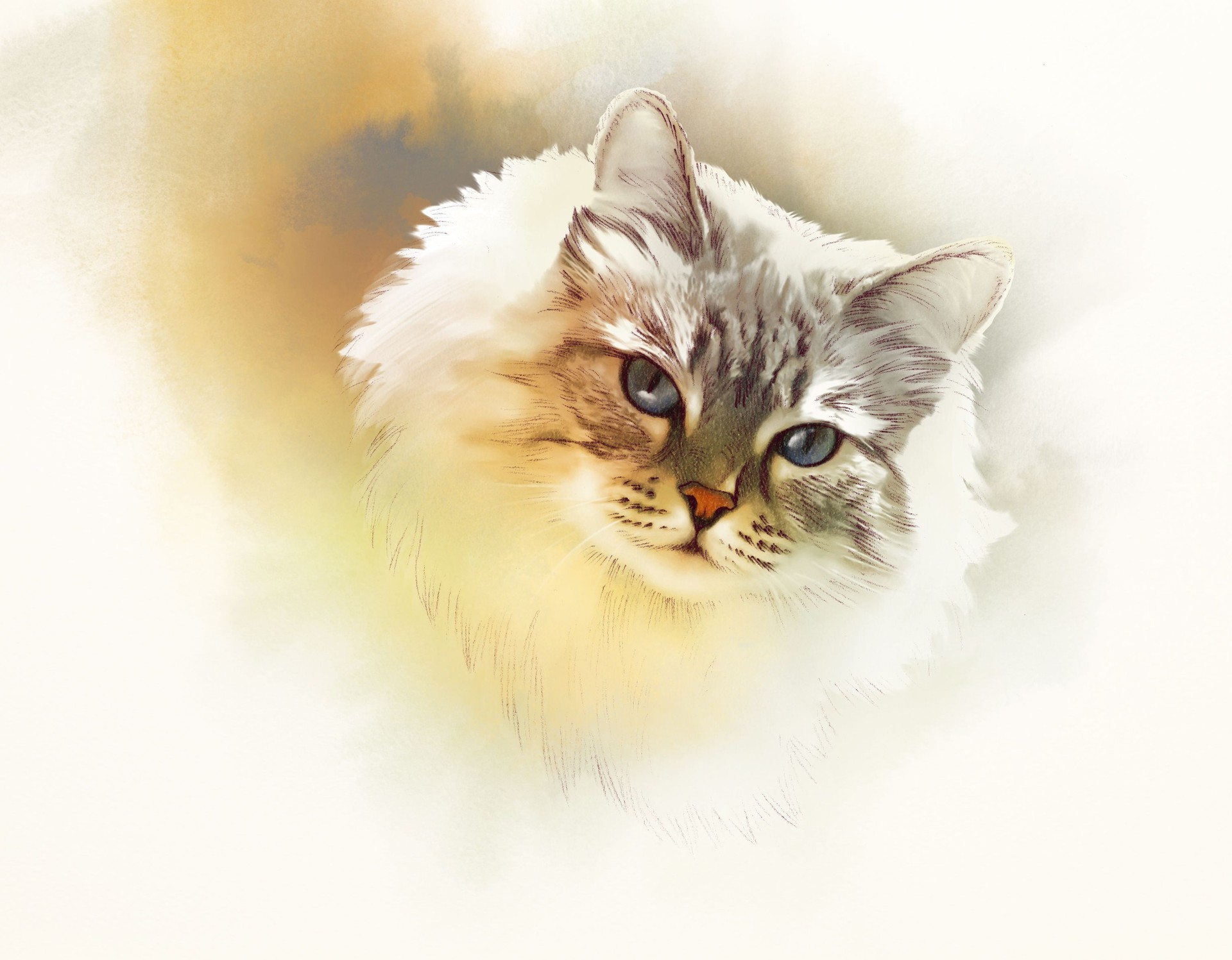 Watercolor portrait of a cat. Art illustration